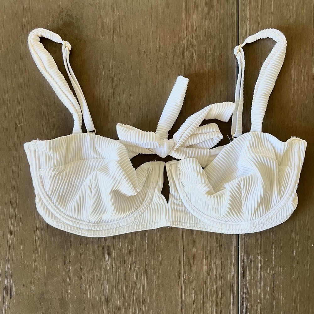 Monday Swimwear White Rib Large Maui top and Medium bottom